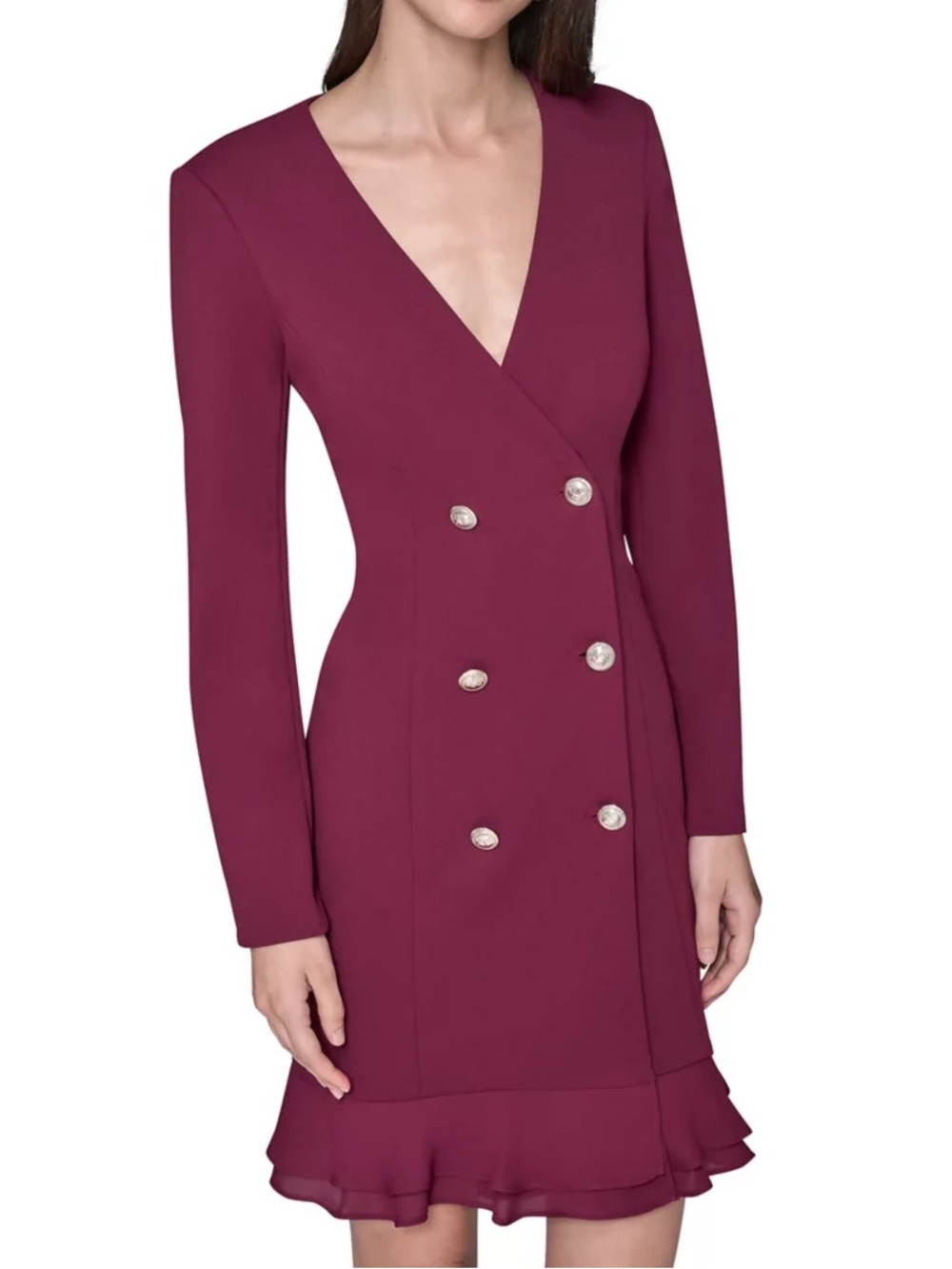 Karl Lagerfeld Paris Double Breasted Jacket Dress with Flounce Hem. Sz 0 #474